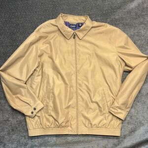 Chaps Men's Khaki Plaid‎ Lined Full Zip Lightweight Jacket 2XLT